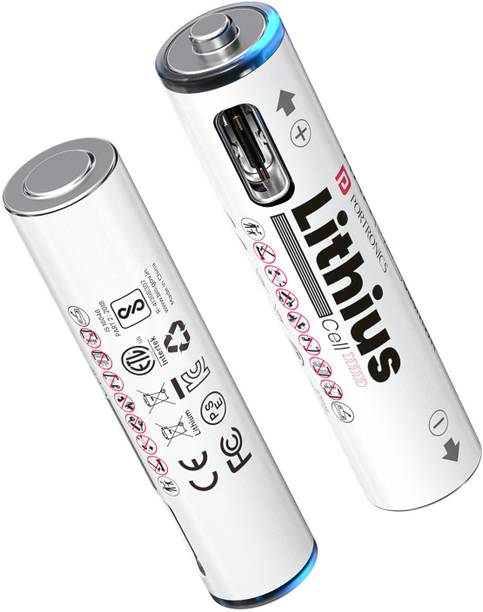 Portronics AAA Lithius Type C Rechargeable Batteries , Pack of 2, Upto 440mAh Capacity  Battery