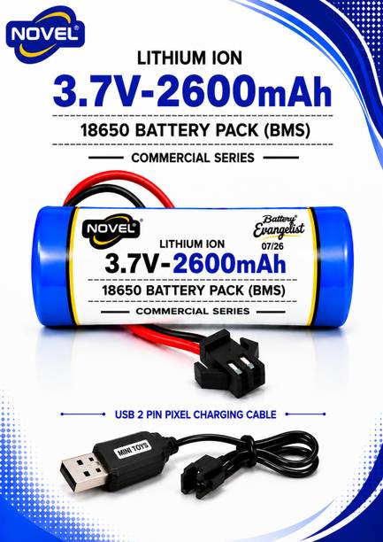 NOVEL 3.7V 2600mAh 18650 JST 2 PIN CONNECTOR WITH CHARGING CABLE  Battery