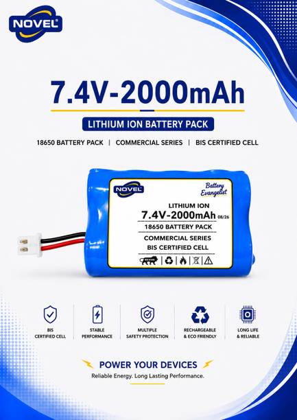 NOVEL 7.4V 2000mAh 18650 JST 2 PIN CONNECTOR  Battery