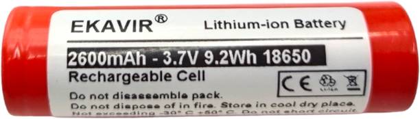 Ekavir 2600mAh 3.7V 18650 Lithium Li-ion : Rechargeable, 65x18mm  Battery