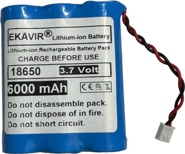 Ekavir High-Capacity 18650 Li-ion  Pack: 6000mAh, 3.7V with Wired  Battery