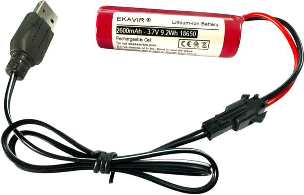 Ekavir 2600 mAh 3.7V Lihtuim with BMS Protection and USB Charger Cable  Battery