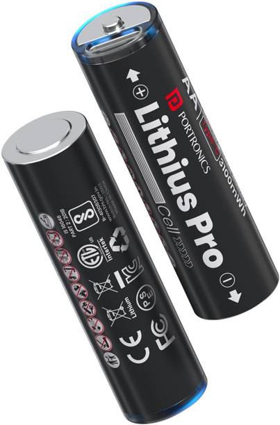 Portronics AA Lithius Pro Type C Rechargeable Batteries,Pack of 2,2066mAh Capacity  Battery
