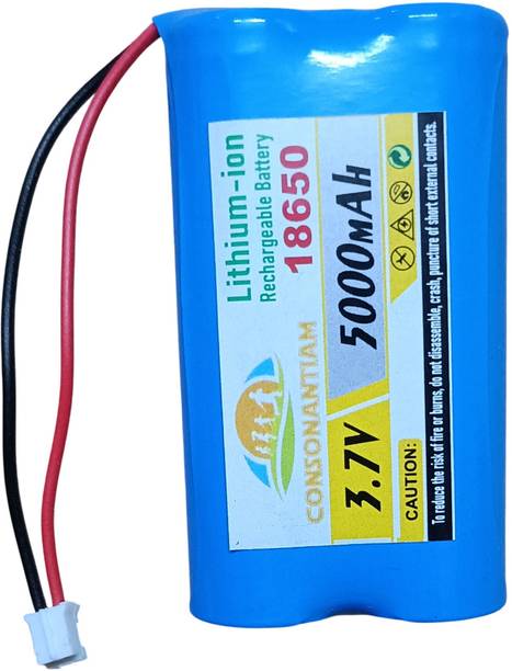 CONSONANTIAM 3.7 Volt  Pack 5000 mAH Full Capacity 18650 Lithium Ion Rechargeable  Battery