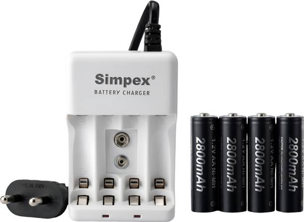 Simpex 666 Universal Corded Charger Combo With 2800 mAh Ni-MH AAx4 Rechargeable   Battery