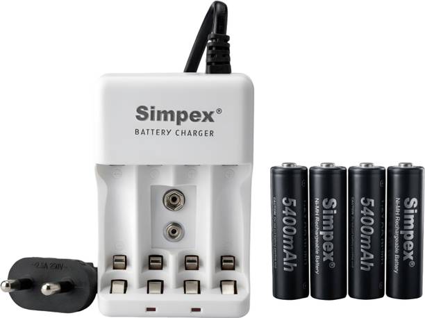 Simpex 666 Universal Corded  Charger Combo With 5400 mAh Ni-MH AAx4 Rechargeable  Battery