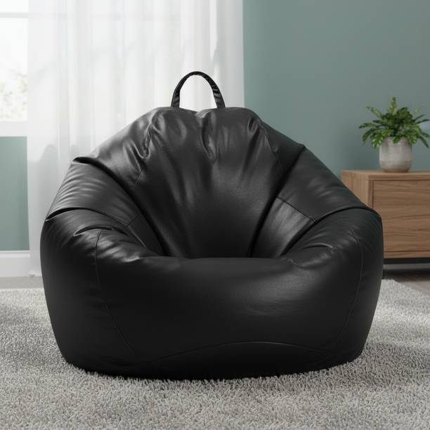 GIGLICK 4XL Faux Leather Bean Bag Filled with Beans | Ready To Use Teardrop Bean Bag  With Bean Filling
