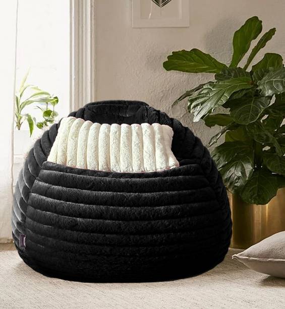 mollismoons Jumbo bean bag fur stripes Teardrop Bean Bag  With Bean Filling