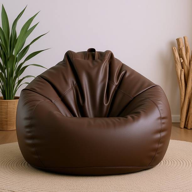 GIGLICK 4XL Faux Leather Bean Bag Filled with Beans | Ready To Use Teardrop Bean Bag  With Bean Filling
