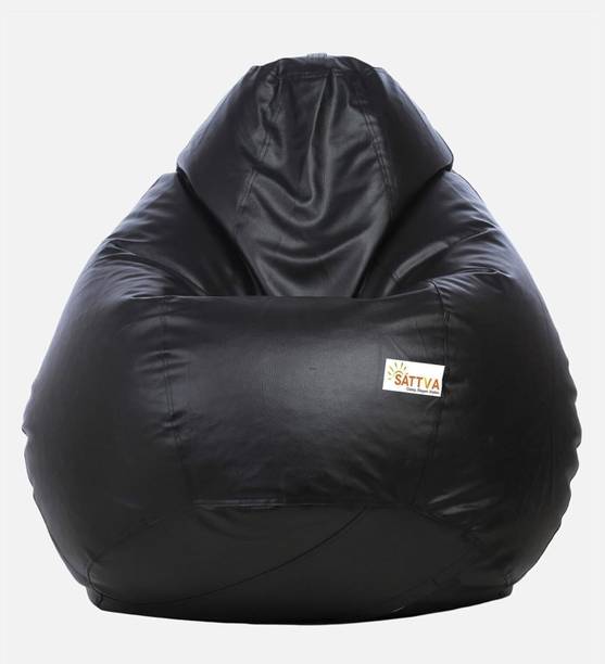 Mintwud XXL From Pepperfry Teardrop Back Support Faux Leather Bean Bag Lounge Chair/Sofa Bean Bag Sofa  With Bean Filling