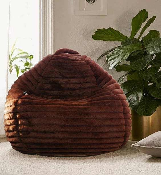 mollismoons Jumbo bean bag fur stripes Teardrop Bean Bag  With Bean Filling
