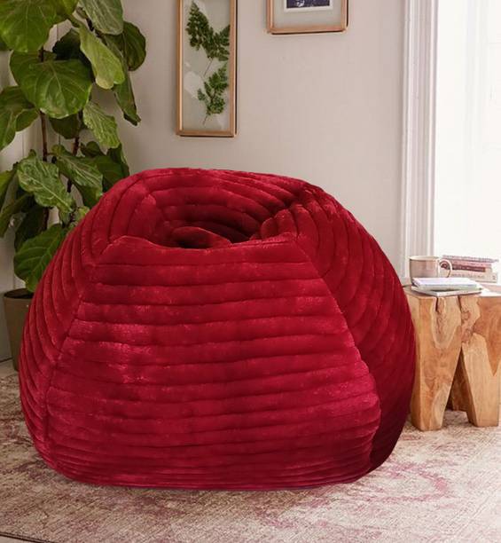 mollismoons Jumbo bean bag fur stripes Teardrop Bean Bag  With Bean Filling