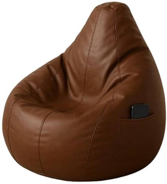 SHOP 24 CARE XL Bean Bag Chair with Side Pocket | Premium Leatherette, Ergonomic Design, Durable Bean Bag Chair  With Bean Filling