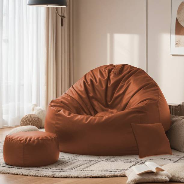 SPACEX 4XL Bean Bag with Footstool & Cushion All Filled with Beans Ready to Use Teardrop Bean Bag  With Bean Filling
