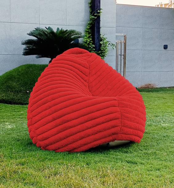 mollismoons Jumbo bean bag fur stripes Teardrop Bean Bag  With Bean Filling