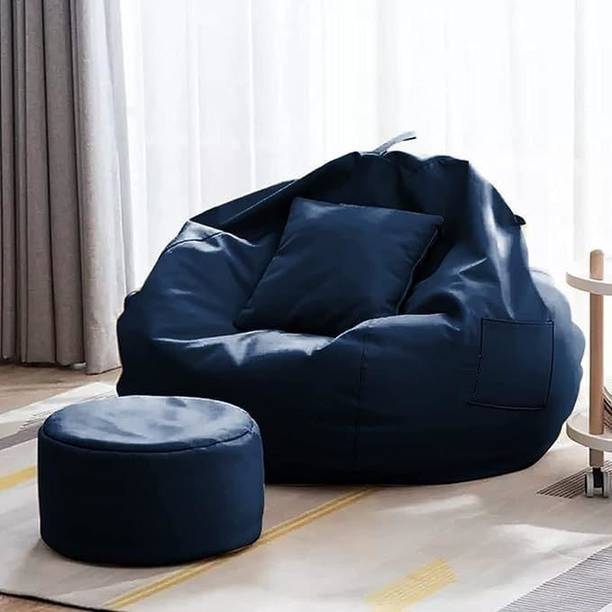 STAR XXXL With Footstool & Cushion Combo Filled with Beans Bean Bag Chair  With Bean Filling