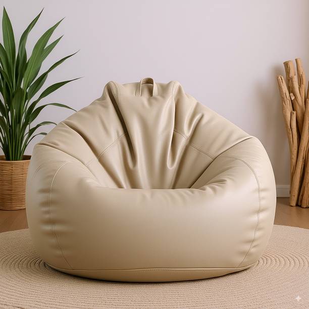 GIGLICK XXXL Faux Leather Bean Bag Filled with Beans | Ready To Use Teardrop Bean Bag  With Bean Filling