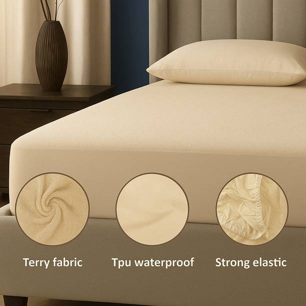 Magixy Double Size Fitted Terry Cotton Breathable, Stretchable, Waterproof Mattress Cover