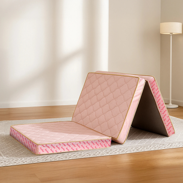 KURLON Aaram Tri-Fold, PU Foam, Compact & Foldable 3 inch Single Coir Mattress