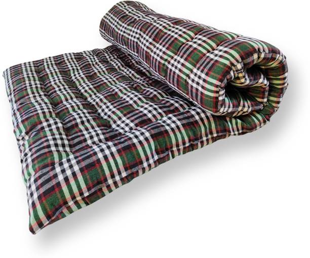 ARSH 100% Cotton 3x6 Ft Foldable Floor Mattress 3 Inch Thick Green Hostel & Guest Use 3 inch Single Cotton Mattress