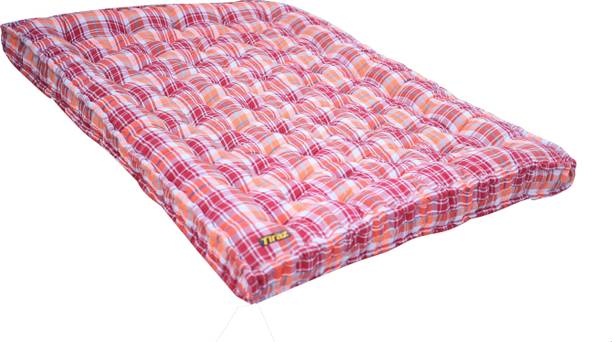 TIRAZ Box Type Heavy Border Fiber Cotton Mattress For Floor & Bed Size(Single 72x30x5) 5 inch Single Cotton Mattress