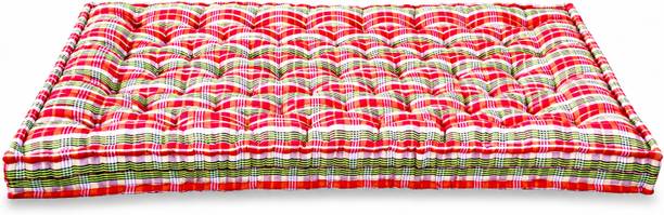 TIRAZ Box Type Heavy Border Fiber Cotton Mattress For Floor & Bed Size(Single 72x30x5) 5 inch Single Cotton Mattress