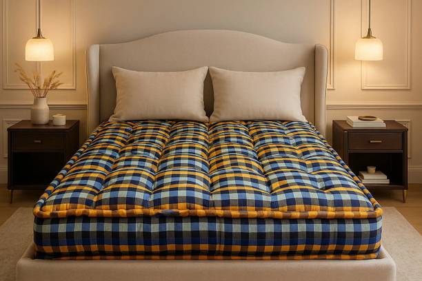 Anand Textile by ANAND TEXTILE 4 Inch Check 4 inch Single Cotton Mattress