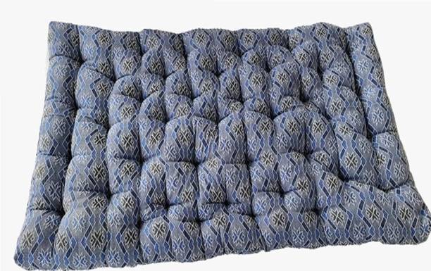 IMSmartMart Cotton Box Quilt Mattress | (Blue Embroidery Design, Star) (6 x 6 King Bed) 4 inch Single Cotton Mattress