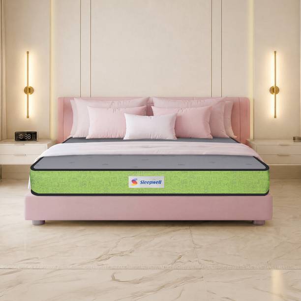 Sleepwell Ortho Nirvana, Medium Firm, Orthopedic Support, Anti-Microbial, 5 Yr Warranty, 4 inch King High Resilience (HR) Foam Mattress