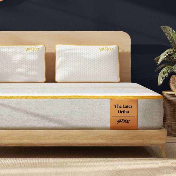 SleepyCat Latex Ortho Mattress | Firm Back Support | Orthopedic with Washable Cover 6 inch King High Density (HD) Foam Mattress