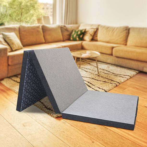 Rhythm Lite Tri-fold Foam Mattress For Floor 3 inch King High Resilience (HR) Foam Mattress
