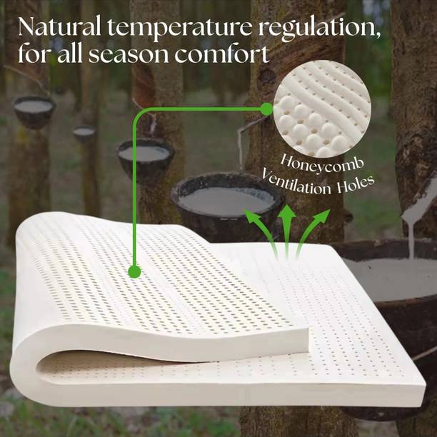 Aeronix 100% Natural Latex Luxury Soft Cooling Mattress Topper 2 inch Double Natural Latex Mattress
