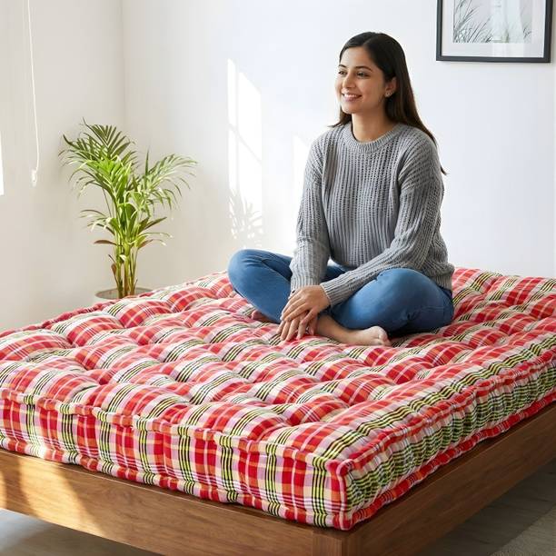 TIRAZ MATTRESS Soft Cotton Filled Gadda 6x6 ft Double Bed Floor Mattress 5 inch King Cotton Mattress