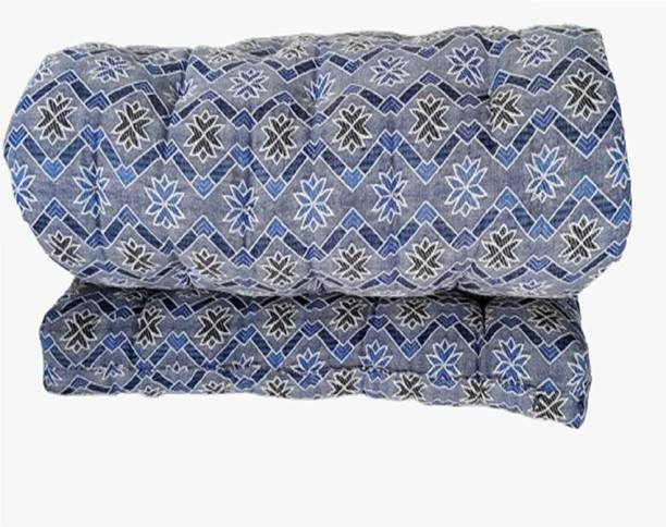 IMSmartMart Thick Cotton Quilt Mattress (72X36 Inches, Star) Embroidery Design (Blue) 5 inch Single Cotton Mattress