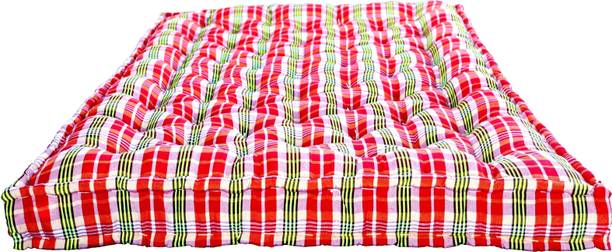 TIRAZ MATTRESS Box Type Heavy Border Fiber Cotton Mattress For Floor & Bed Size(Double 72x48x5) 5 inch Double Cotton Mattress