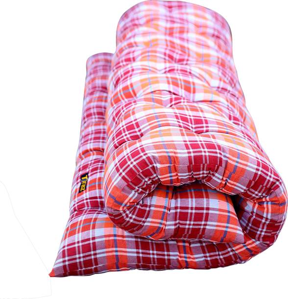 TIRAZ Heavy Border Fiber Cotton Mattress For Floor & Bed Size(King 72x72x4) 4 inch King Cotton Mattress