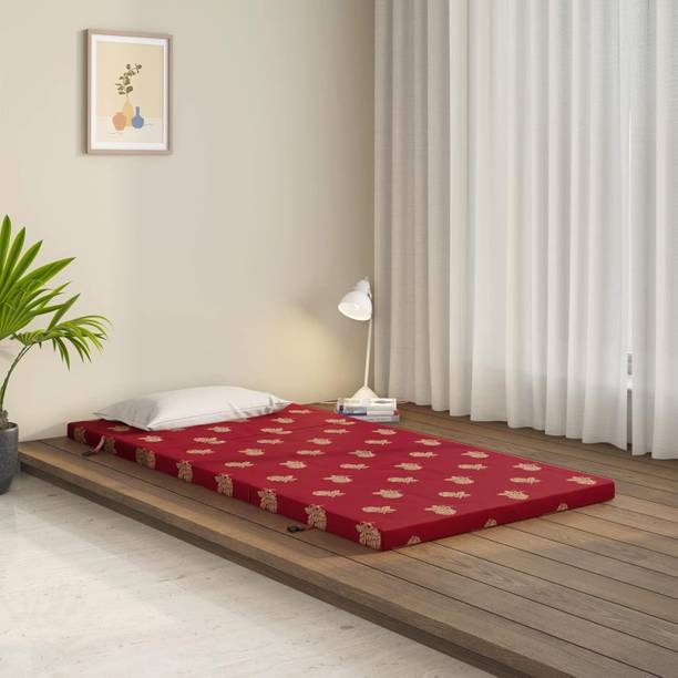 Nilkamal Atithi Tri-Fold Soft Foam Mattress | 3 Folding | Medium Firm Mattress | 2 inch Single PU Foam Mattress