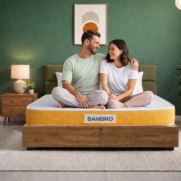 BAMBRO Dual, Reversible, Medium Soft & Firm Resitec Foam, Anti-Microbial Technology 4 inch Single High Density (HD) Foam Mattress