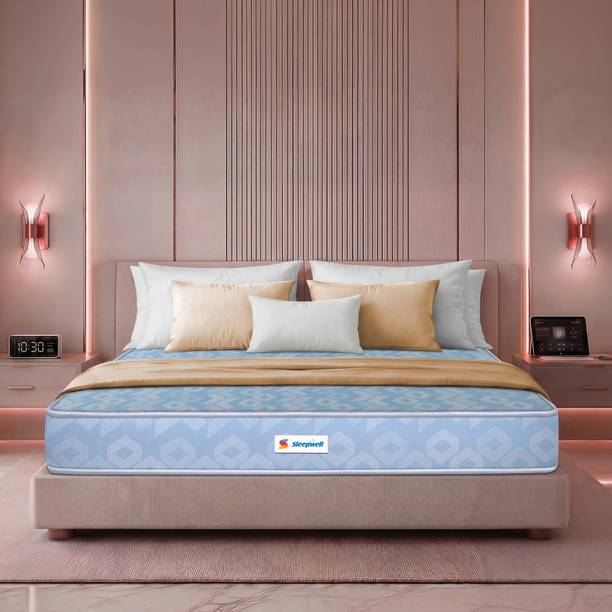 Sleepwell Dual, Medium Soft & Firm, Reversible Flip, Anti-Microbial, 10 Yr Warranty, 4 inch King High Resilience (HR) Foam Mattress