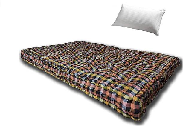 Deevine Craft (3X6 ft or 72X36X5 Inches) Small Single Bed Mattress with pillow 5 inch Single Cotton Mattress