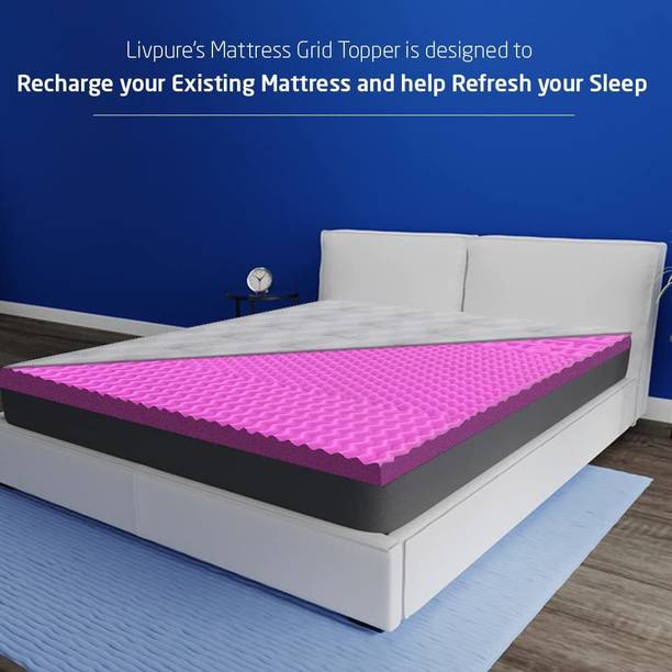 Livpure Smart Mattress Topper, Grid | Memory Foam | 3 Pressure Zones 2 inch King Memory Foam Mattress
