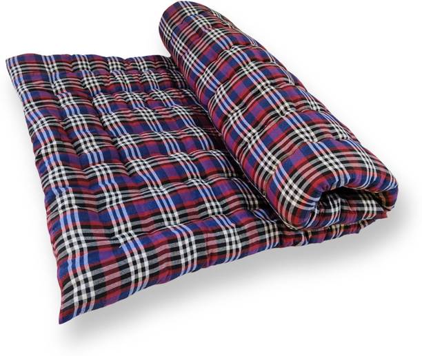 ARSH 100% Cotton 3x6 Ft Foldable Floor Mattress 3 Inch Thick BlueR Hostel & Guest Use 3 inch Single Cotton Mattress