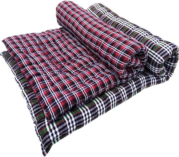 ARSH Combo of Green & Red Soft Cotton Gadda for Bed 3x6 Foldable Mattress 3 inch Single Cotton Mattress