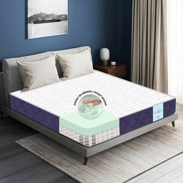 SLEEP SPA MEMOSPRING Green Tea Icy Cool Fabric with HerbFRESH TECHNOLOGY 6 inch Single Pocket Spring Mattress