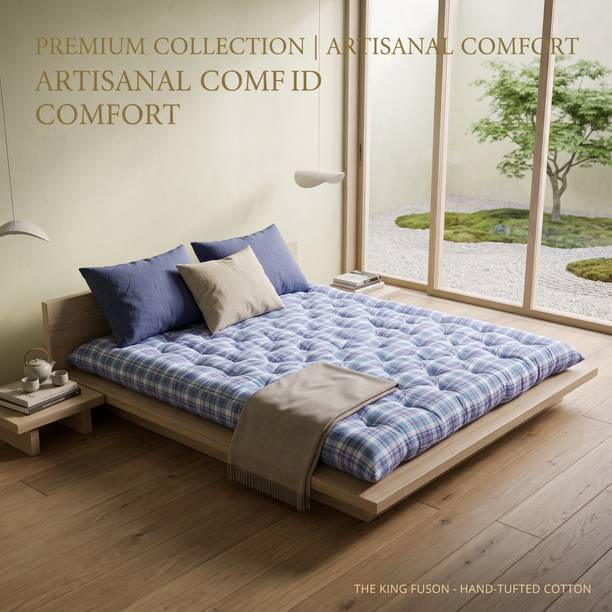 PINJARI Single Size Cotton Gadda 30x72 | Foldable Bed & Floor Mattress | Blue 4 inch King Cotton Mattress