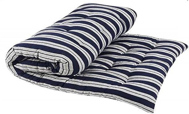 IMSmartMart Single Bed Soft Cotton Filled Quilt (Blue Lining ,Star) (6 x 6 )1 pillow) 5 inch Single Cotton Mattress