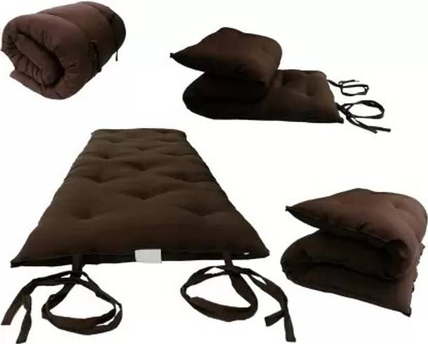 IMSmartMart Foldable Light Weight Filled Cotton Quilt Mattress (Brown) 5 inch Single Cotton Mattress