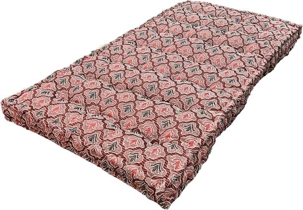IMSmartMart Soft Cotton Filled Quilt Comfort Maroon Jacquard Bed Mattress 4 inch King Cotton Mattress