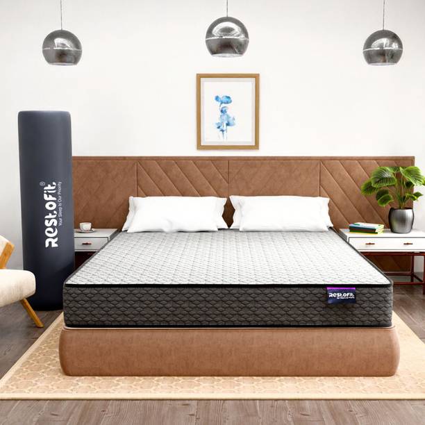 Restofit Orthopedic Bed Mattress Dual Comfort Medium Firm Premium Viscose Cotton Fabric 4 inch Single High Resilience (HR) Foam Mattress