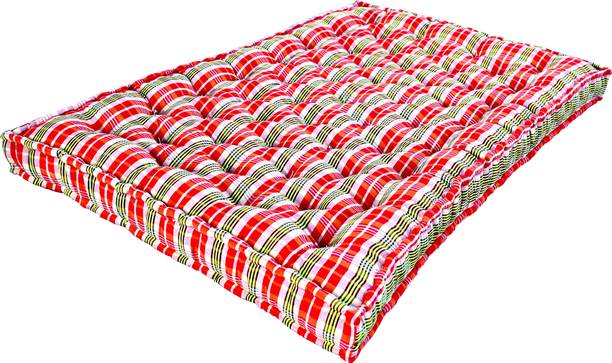 TEERAZ Cotton Fiber Gadda Heavy Border Fiber Cotton Mattress For Floor & Bed (78x72x5) 5 inch King Cotton Mattress